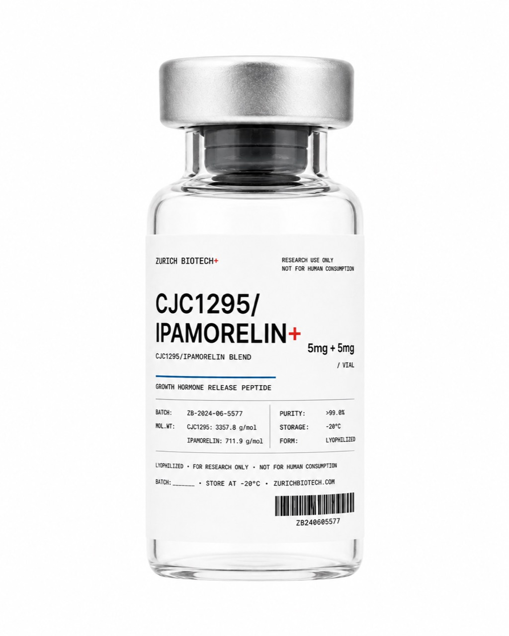 CJC-1295 / Ipamorelin vial: research-grade GH-releasing peptide blend, shipped across Bali and Indonesia